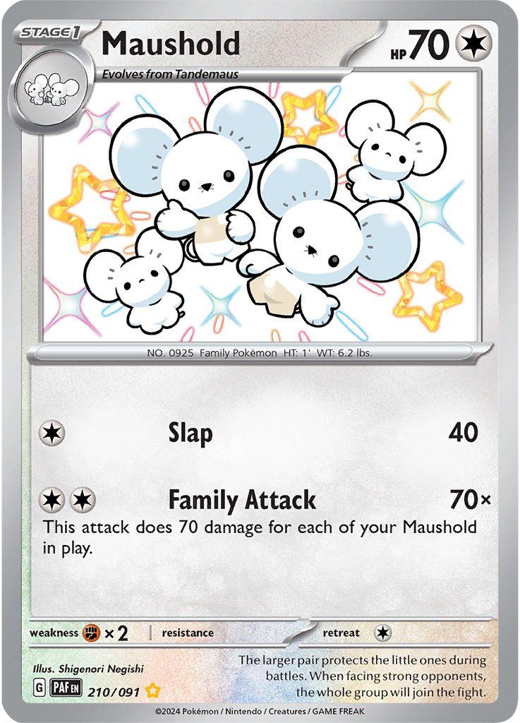 POKEMON MAUSHOLD 210/091 SHINY HOLO RARE PALDEAN FATES - NEAR MINT (NM)