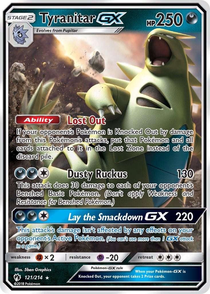 POKEMON TYRANITAR GX 121/214 SM LOST THUNDER ULTRA RARE HOLO - NEAR MINT (NM)