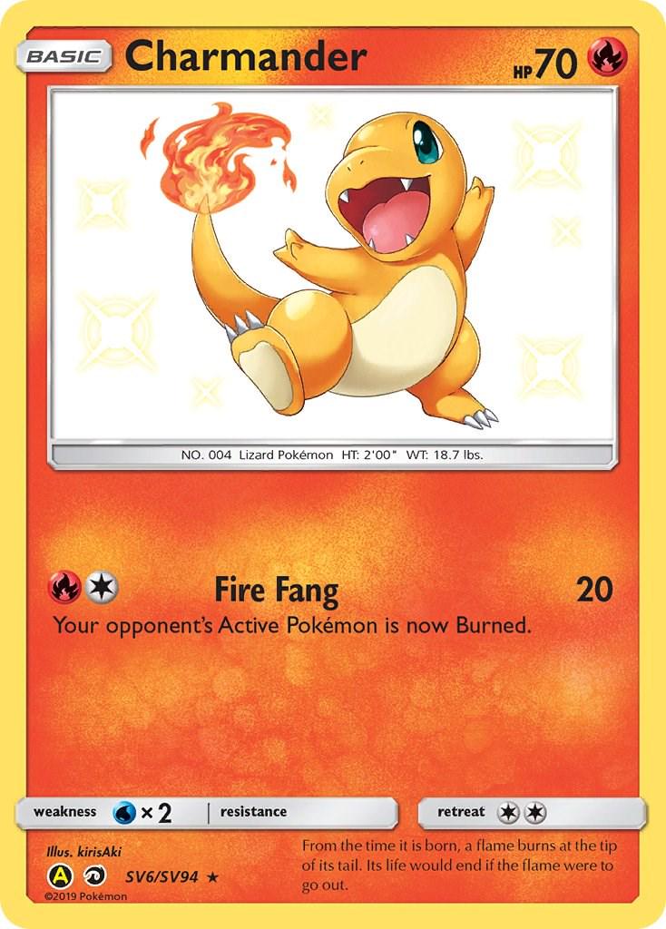 POKEMON CHARMANDER SV6 / SV94 SM HIDDEN FATES SHINY VAULT SHINY HOLO RARE - NEAR MINT (NM)