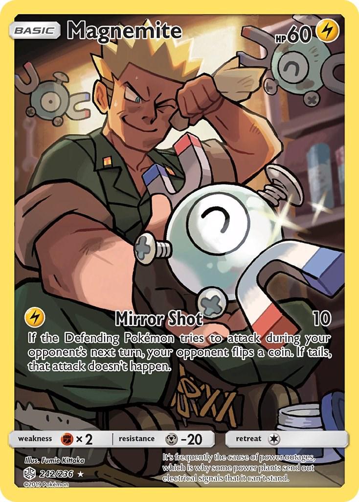 POKEMON MAGNEMITE 242/236 SM COSMIC ECLIPSE SECRET RARE FULL ART HOLO - NEAR MINT (NM)