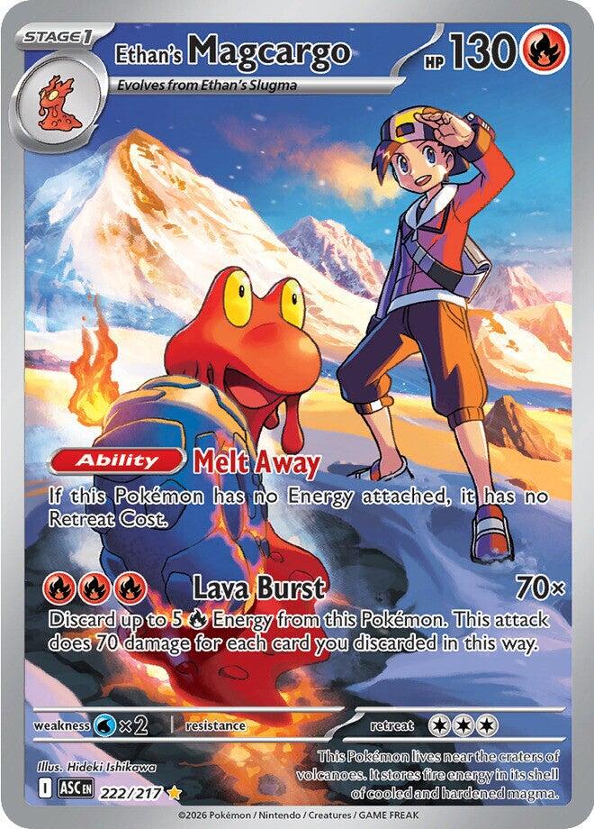 POKEMON ETHAN'S MAGCARGO 222/217 ASCENDED HEROES IR ILLUSTRATION RARE HOLO - NEAR MINT (NM)
