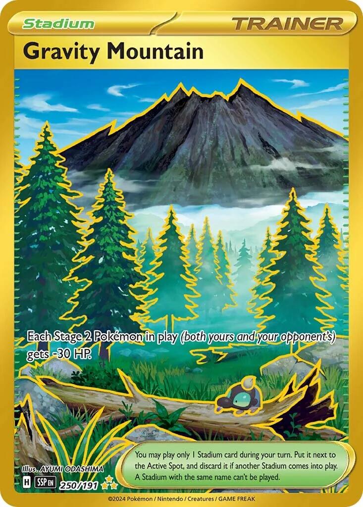 POKEMON GRAVITY MOUNTAIN 250 / 191 SURGING SPARKS SECRET RARE TRAINER GOLD - NEAR MINT