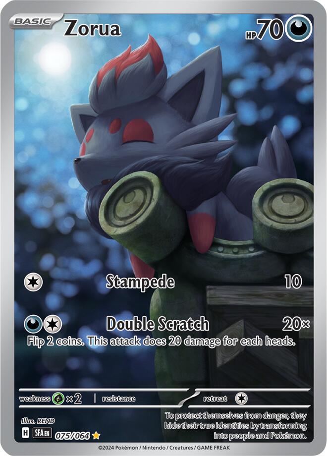 POKEMON ZORUA 075 / 064 SHROUDED FABLE IR ILLUSTRATION RARE HOLO - NEAR MINT (NM)