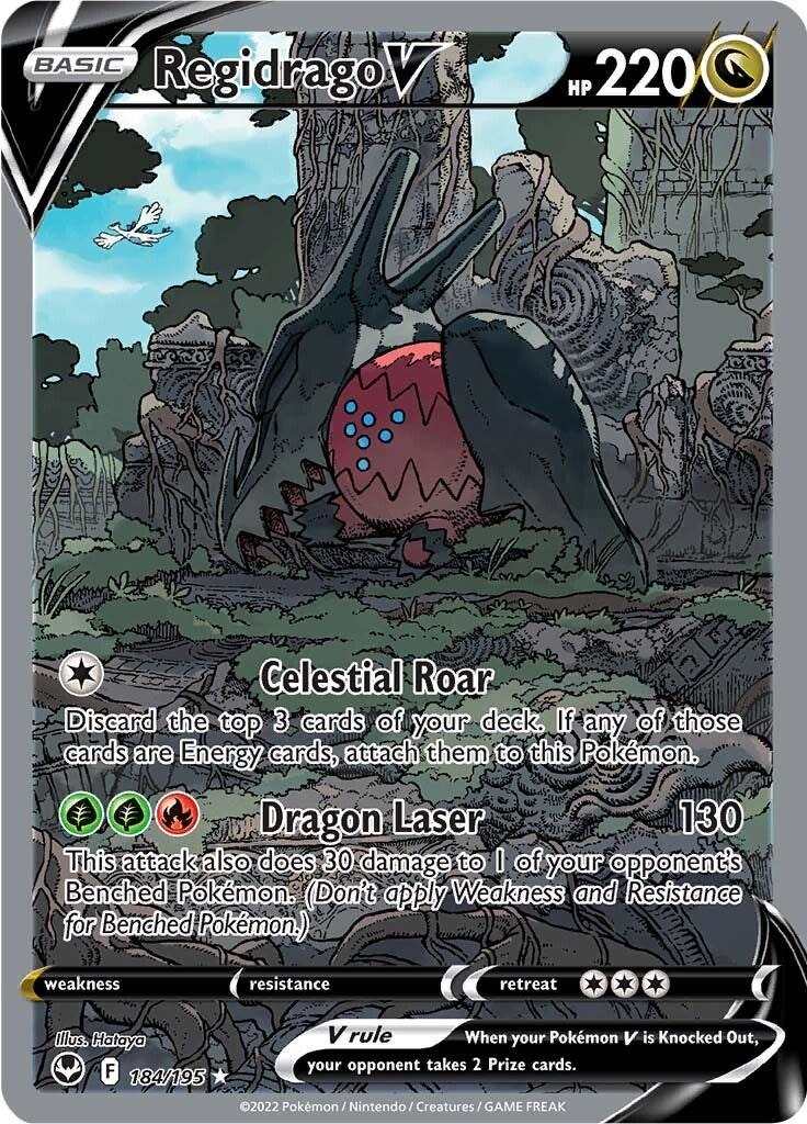 POKEMON REGIDRAGO V 184 / 195 SWSH SILVER TEMPEST ALTERNATE ART ULTRA RARE HOLO - NEAR MINT (NM)