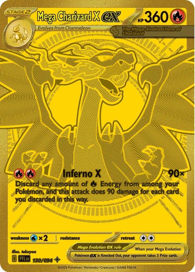 POKEMON MEGA CHARIZARD X EX 130 / 094 PHANTASMAL FLAMES GOLD HYPER RARE HOLO - NEAR MINT (NM)