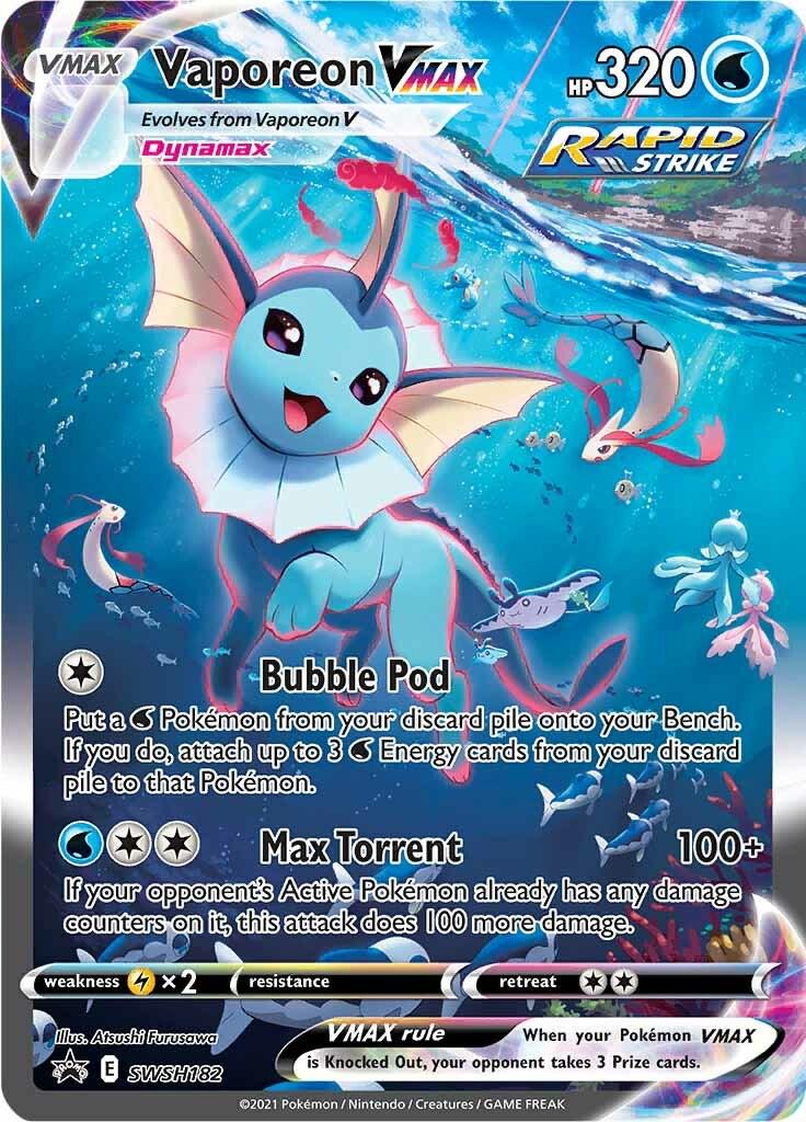 POKEMON VAPOREON VMAX SWSH182 SWSH BLACK STAR PROMO HOLO - NEAR MINT (NM)
