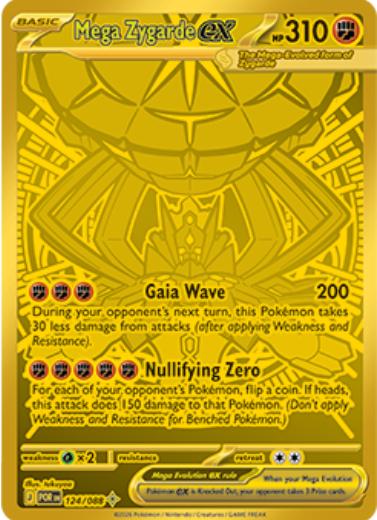 POKEMON MEGA ZYGARDE EX 124/088 PERFECT ORDER MEGA HYPER RARE GOLD HOLO - NEAR MINT (NM)