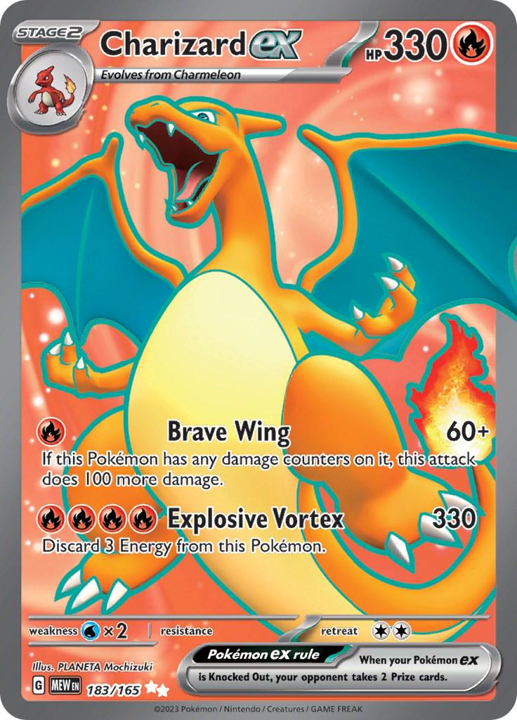 POKEMON CHARIZARD EX 183 / 165 FULL ART SCARLET & VIOLET 151 SINGLE - NEAR MINT