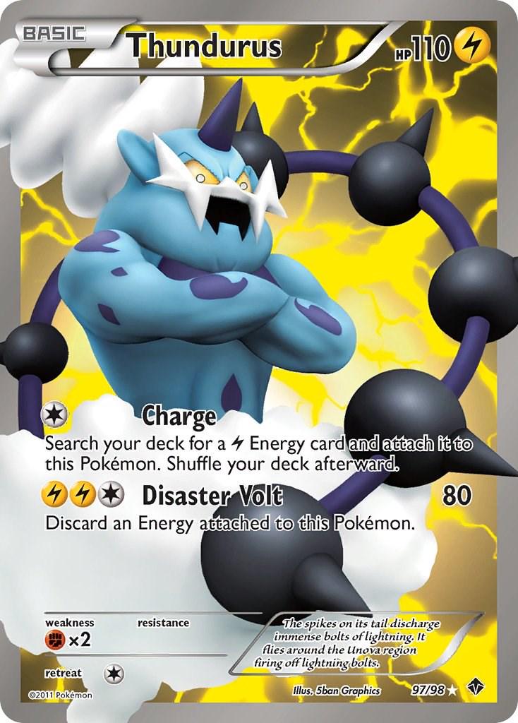 POKEMON THUNDURUS 97/98 BW EMERGING POWERS FULL ART ULTRA RARE HOLO - NEAR MINT (NM)