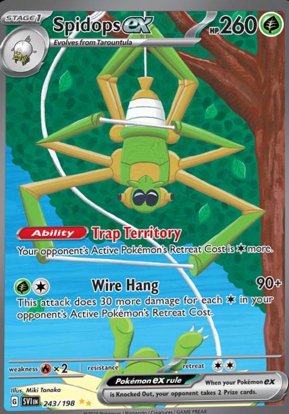 POKEMON SPIDOPS EX 245/198 SV01 SCARLET & VIOLET SIR SPECIAL ILLUSTRATION RARE HOLO - NEAR MINT (NM)