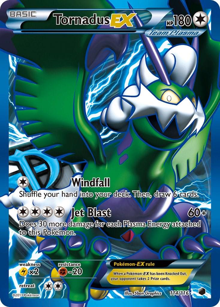 POKEMON TORNADUS EX 114/116 PLASMA FREEZE FULL ART ULTRA RARE HOLO - LIGHTLY PLAYED (LP)