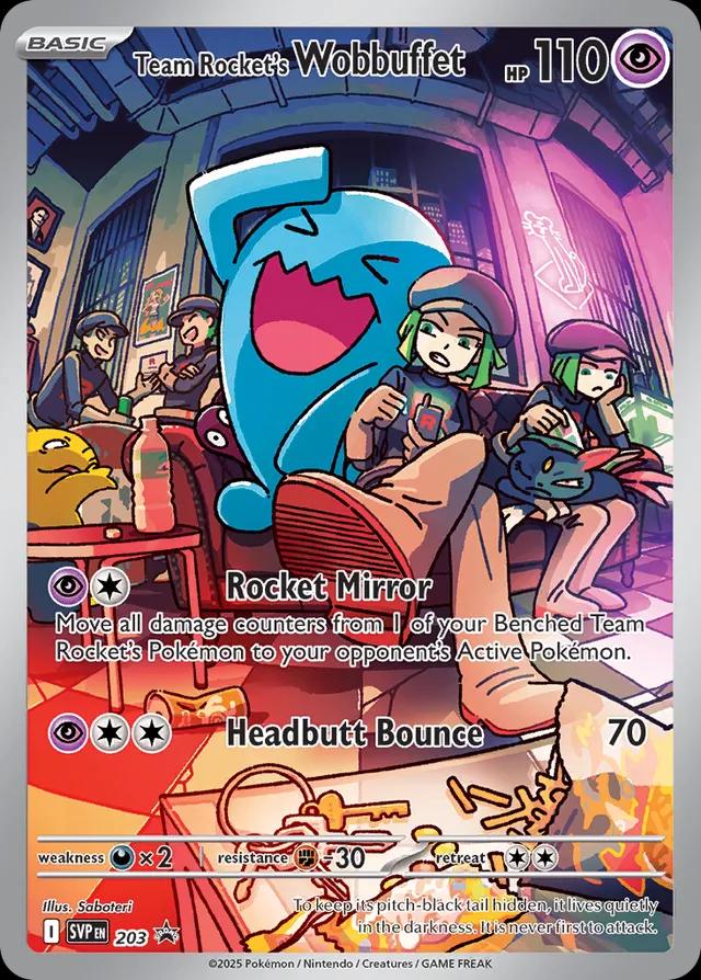 POKEMON TEAM ROCKET'S WOBBUFFET SVP 203 DESTINED RIVALS BLACK STAR PROMO - NEAR MINT