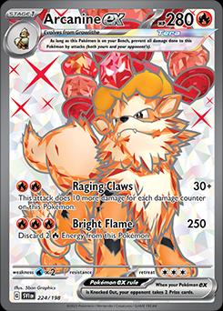 POKEMON ARCANINE EX 224 / 198 SCARLET & VIOLET SV01 FULL ART ULTRA RARE HOLO - NEAR MINT (NM)
