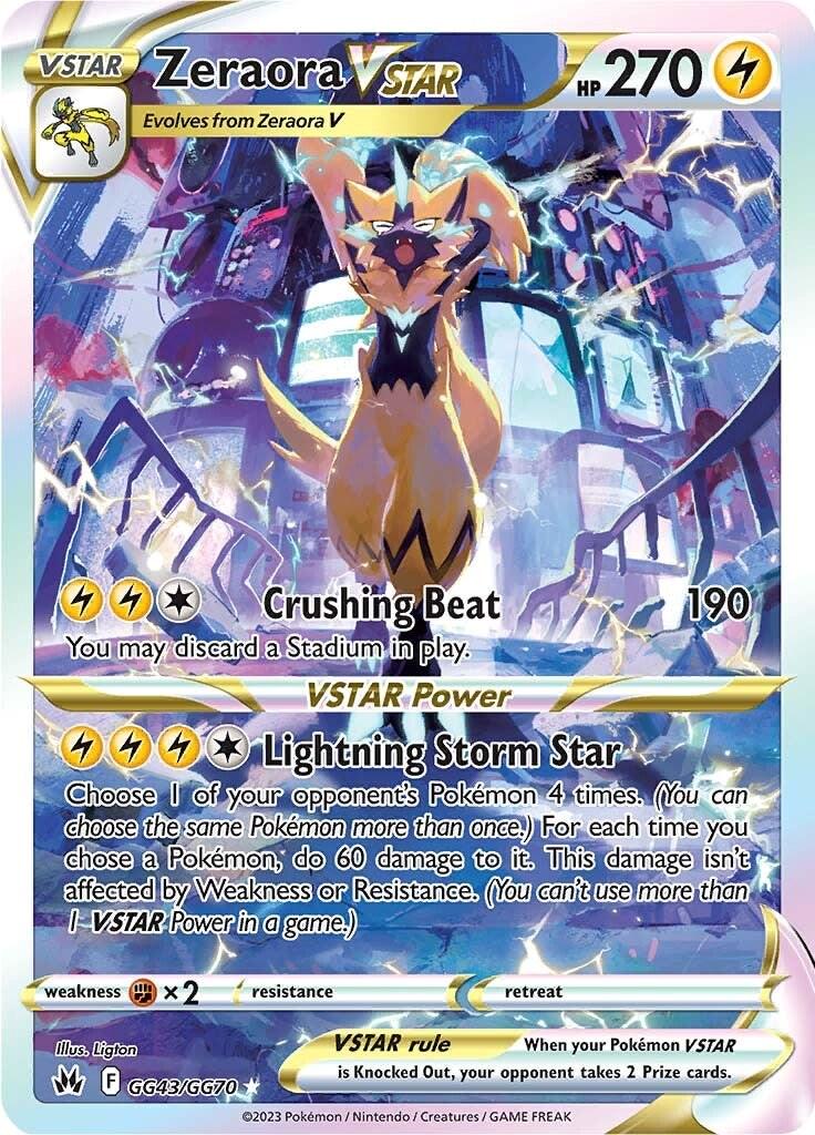 POKEMON ZERAORA VSTAR GG43/GG70 CROWN ZENITH GALARIAN GALLERY ULTRA RARE HOLO - NEAR MINT (NM)
