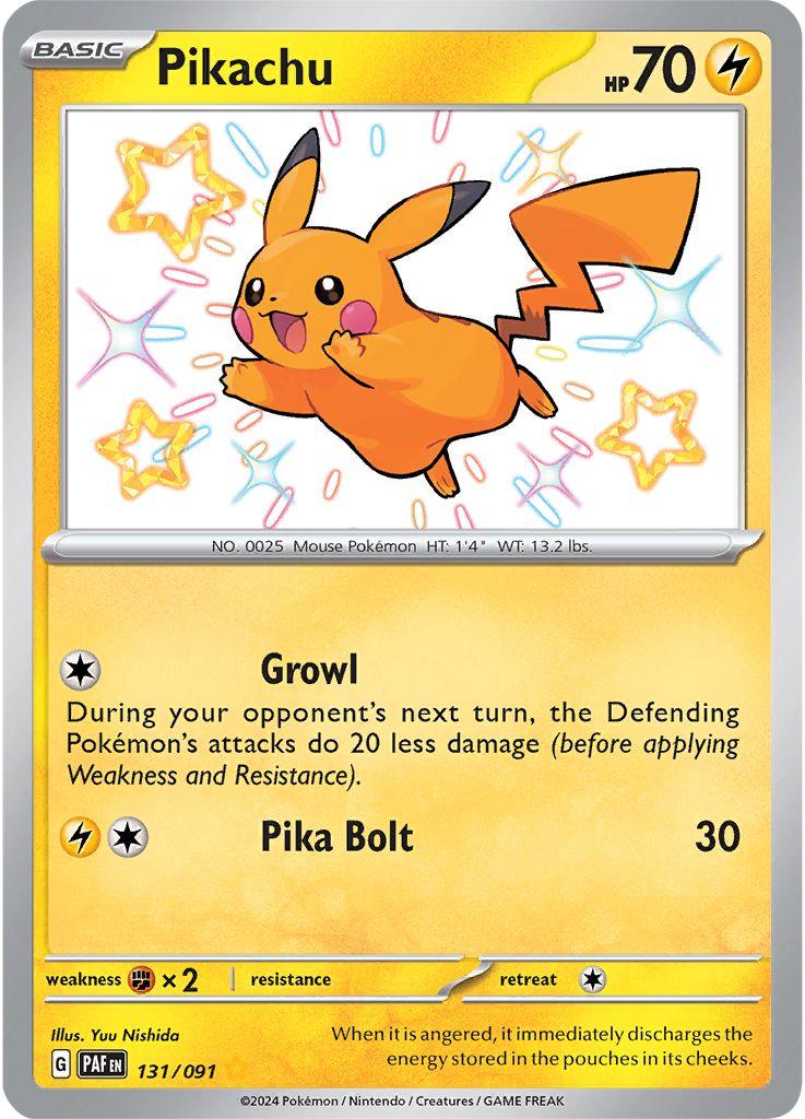 POKEMON PIKACHU 131 / 91 SHINY HOLO RARE PALDEAN FATES SINGLE - NEAR MINT