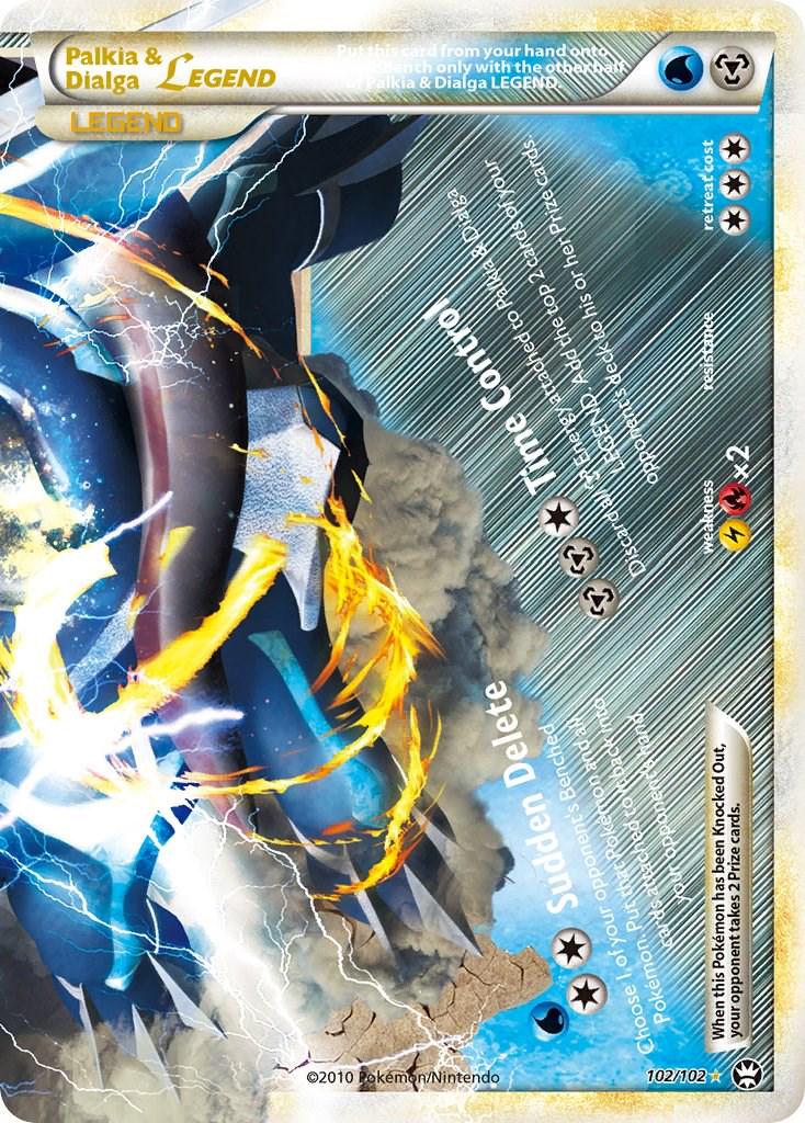 POKEMON PALKIA & DIALGA (LEGEND) TOP & BOTTOM 2 CARD SET #101 + #102 / 102 HGSS TRIUMPHANT ULTRA RARE HOLOS- TOP (HP) BOTTOM (LP)
