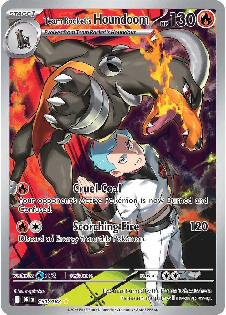 POKEMON TEAM ROCKET'S HOUNDOOM 191 / 182 DESTINED RIVALS IR ILLUSTRATION RARE - NEAR MINT