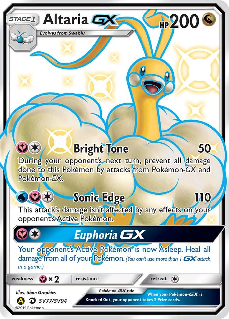 POKEMON ALTARIA GX SV77/SV94 SM HIDDEN FATES SHINY VAULT FULL ART SHINY HOLO RARE - NEAR MINT (NM)