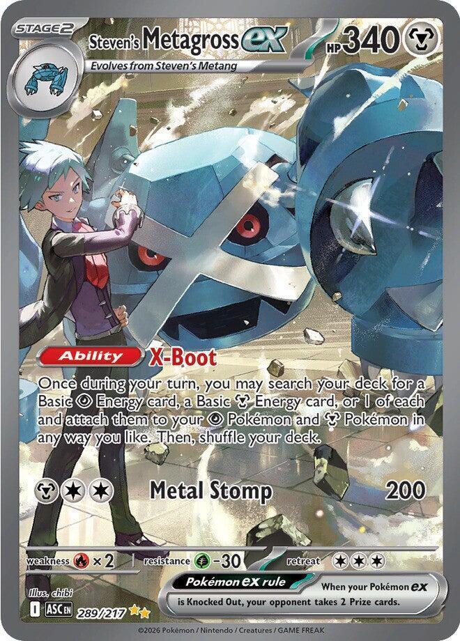 POKEMON STEVEN'S METAGROSS EX 289/217 ASCENDED HEROES SIR SPECIAL ILLUSTRATION RARE HOLO - NEAR MINT (NM)
