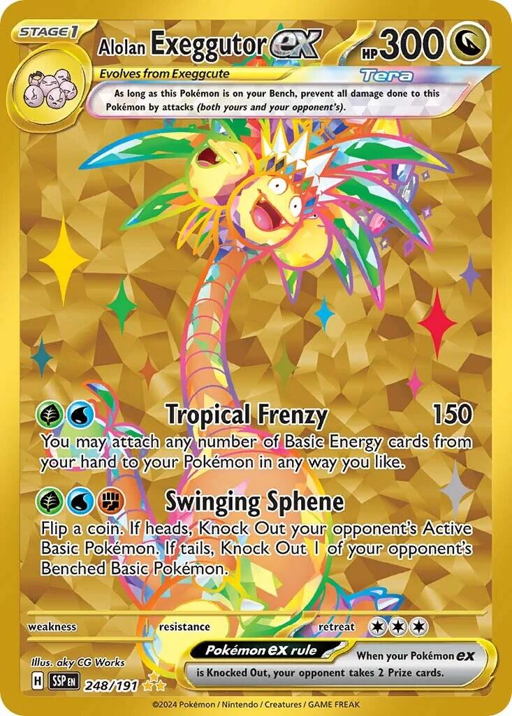 POKEMON ALOLAN EXEGGUTOR EX 248 / 191 SURGING SPARKS SECRET RARE GOLD - NEAR MINT