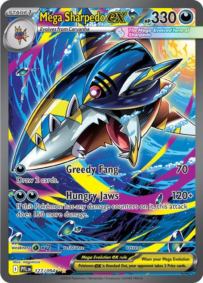 POKEMON MEGA SHARPEDO EX 127/094 PHANTASMAL FLAMES SIR SPECIAL ILLUSTRATION RARE HOLO - NEAR MINT (NM)