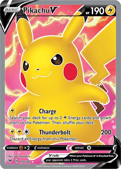 POKEMON PIKACHU V 170/185 SWSH VIVID VOLTAGE FULL ART ULTRA RARE HOLO - NEAR MINT (NM)