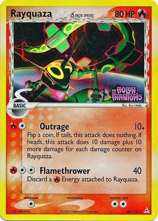 POKEMON RAYQUAZA (DELTA SPECIES) 26 / 110 REVERSE HOLO STAMPED HOLON PHANTOMS - LIGHTLY PLAYED