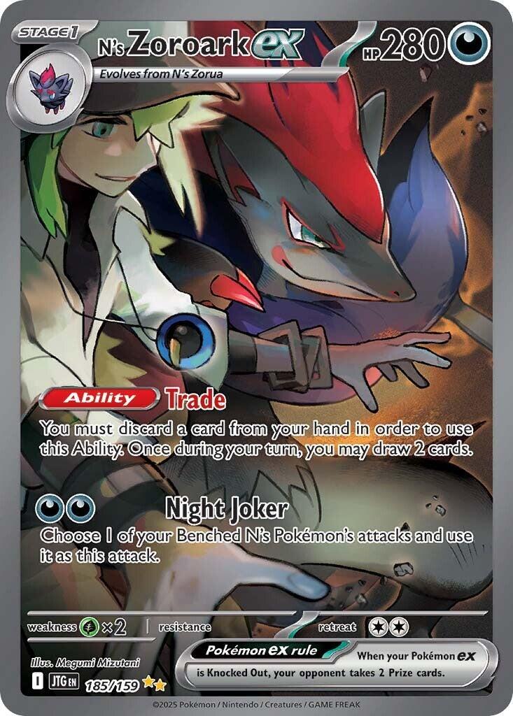 POKEMON N'S ZOROARK EX 185 / 159 JOURNEY TOGETHER SIR SPECIAL ILLUSTRATION RARE - NEAR MINT