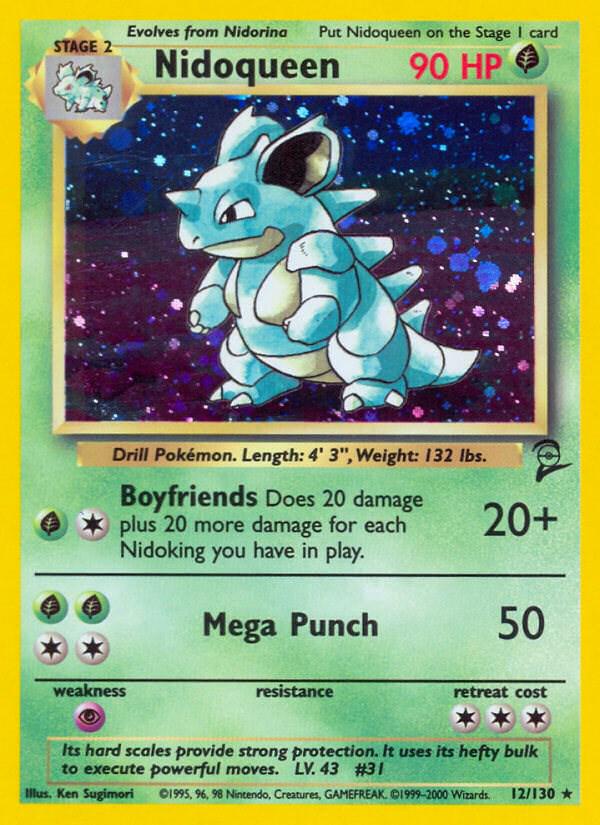 POKEMON NIDOQUEEN 12/130 BASE SET 2 HOLO RARE WOTC - NEAR MINT (NM)