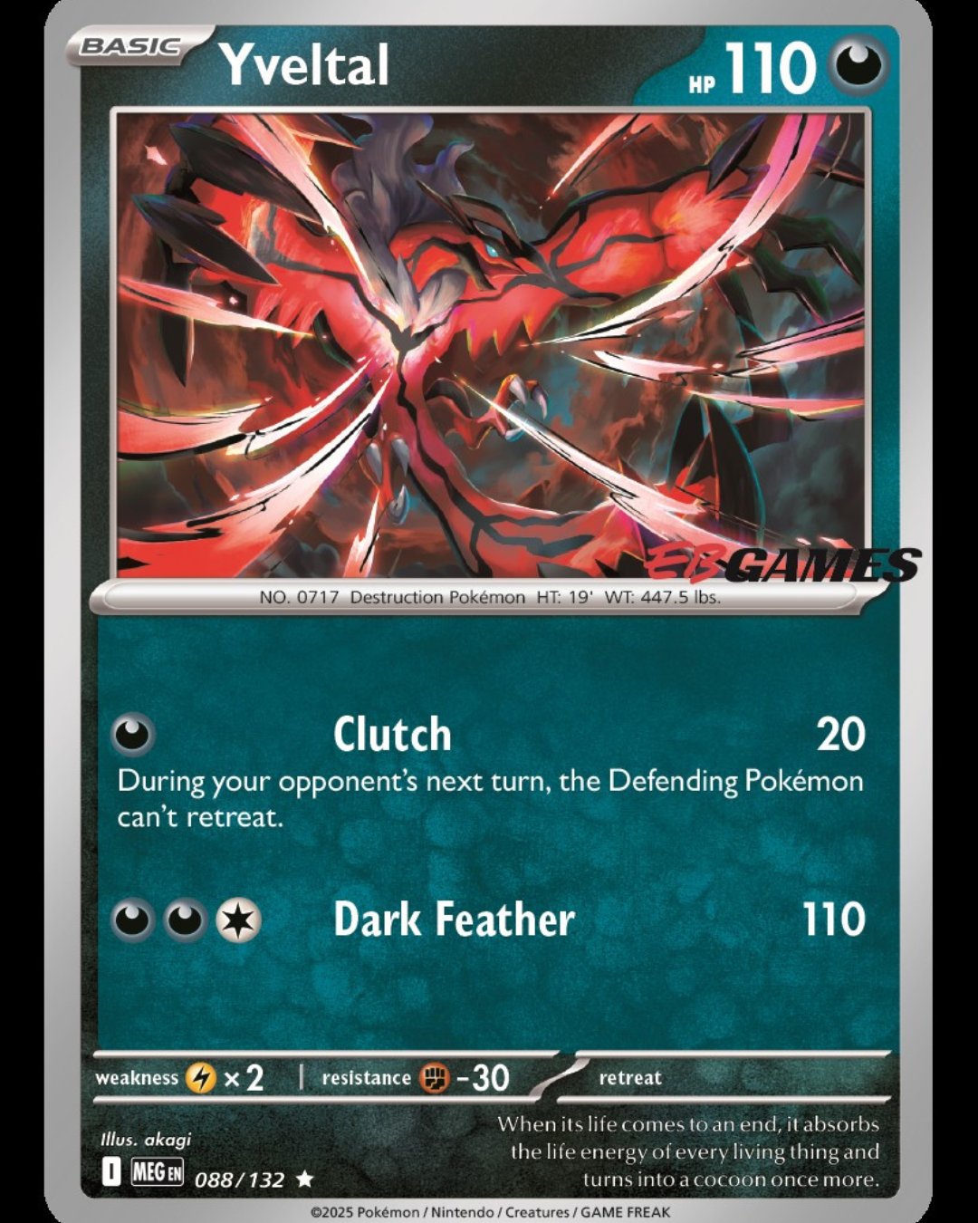POKEMON YVELTAL 088 / 132 MEGA EVOLUTION EB GAMES STAMPED PROMO - SEALED