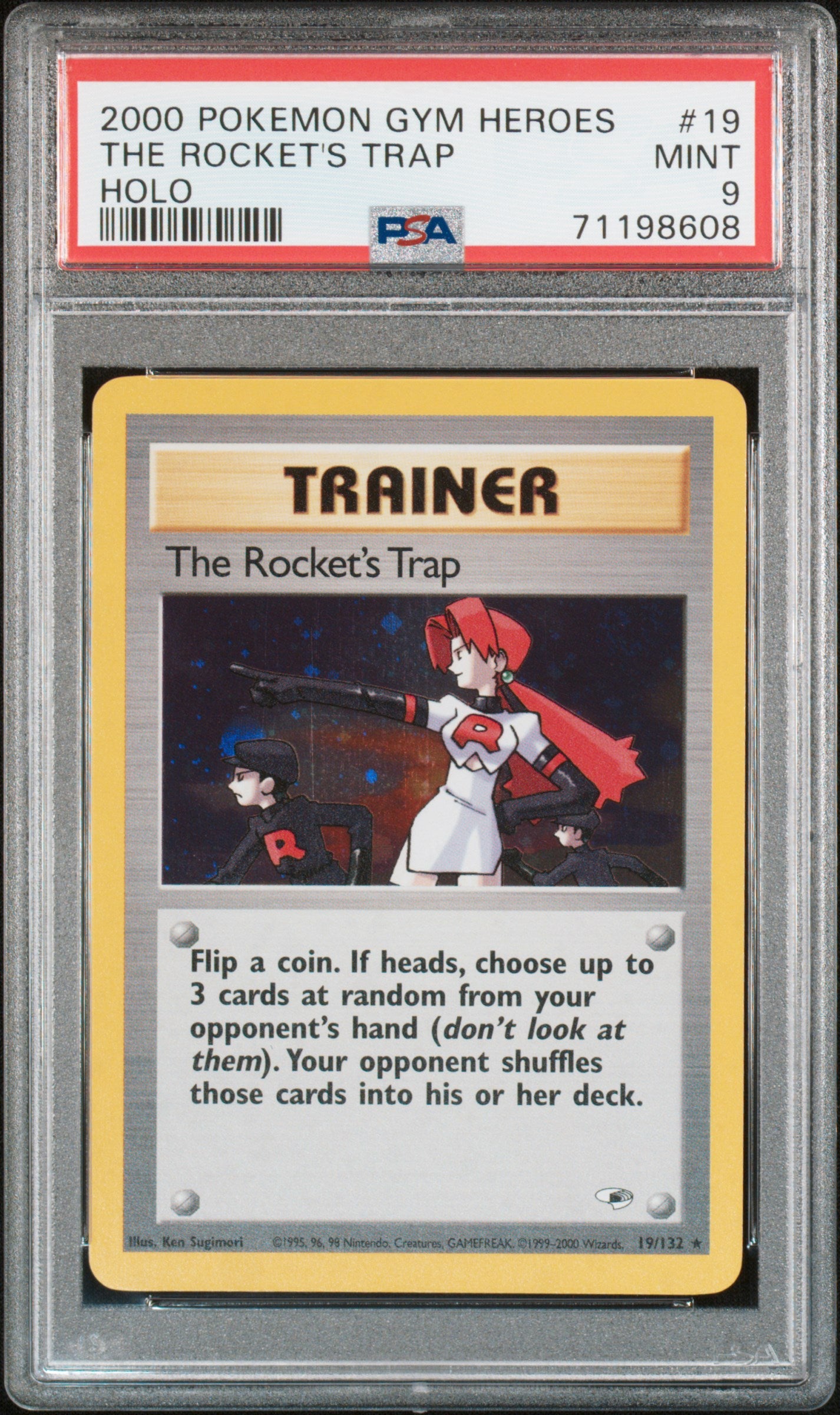 2000 POKEMON GYM HEROES #19 LE PIÈGE DE LA ROQUETTE HOLO PSA 9 MINT