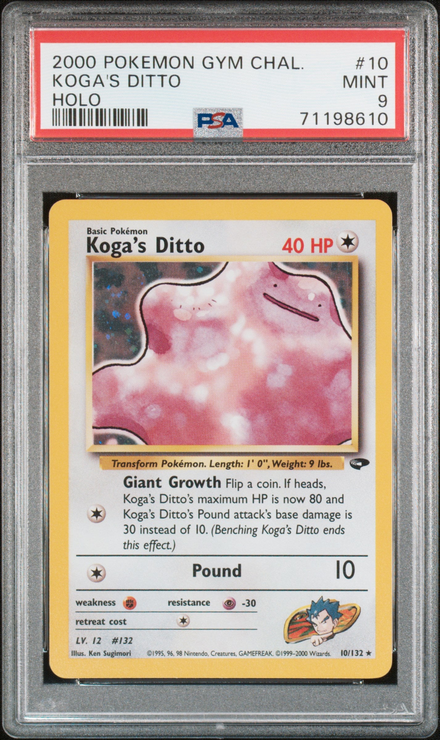 2000 POKEMON GYM CHALLENGE #10 KOGA'S Idem HOLO PSA 9 MENTHE