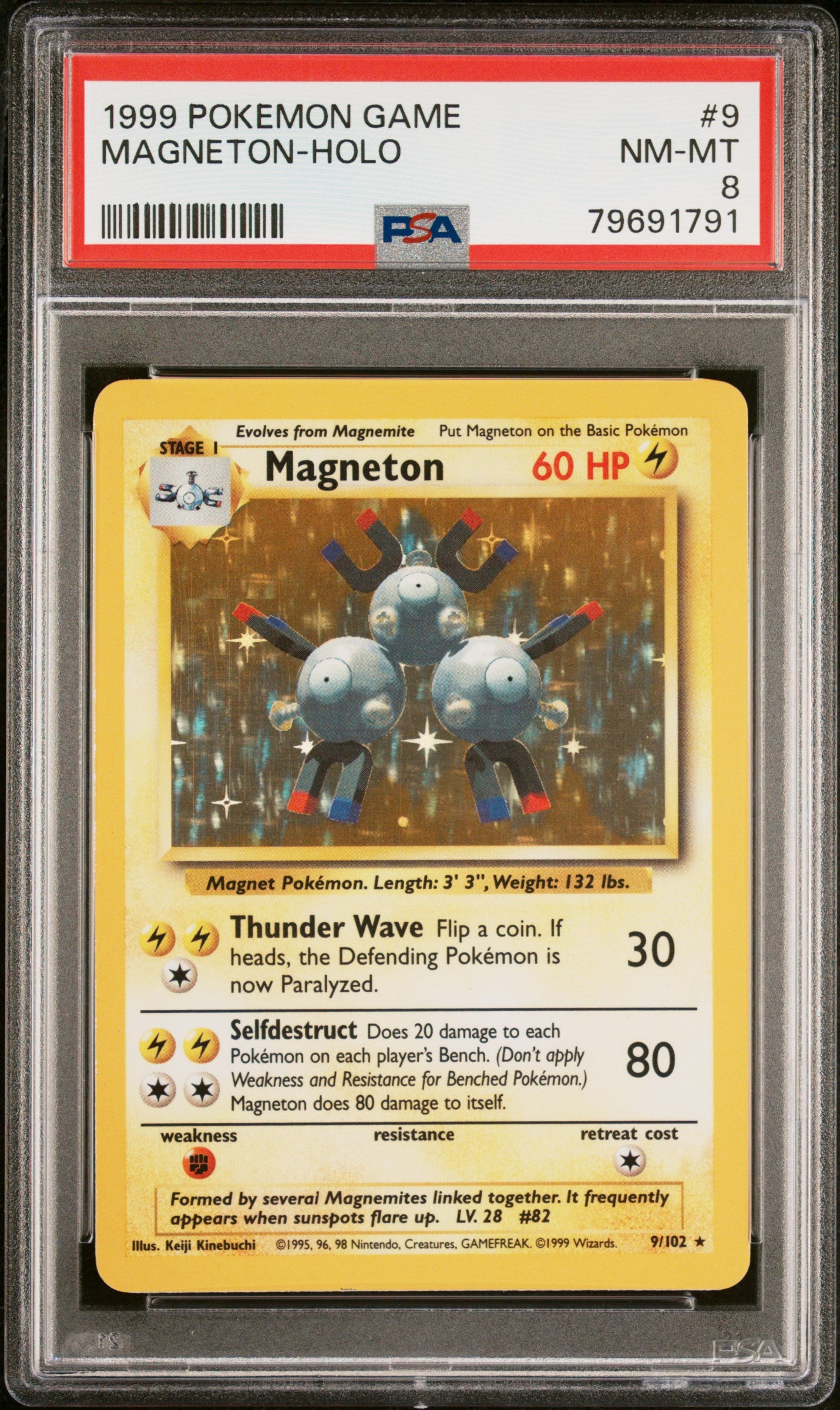 1999 JEU POKEMON #9 ENSEMBLE DE BASE MAGNETON-HOLO PSA 8 NM-MT