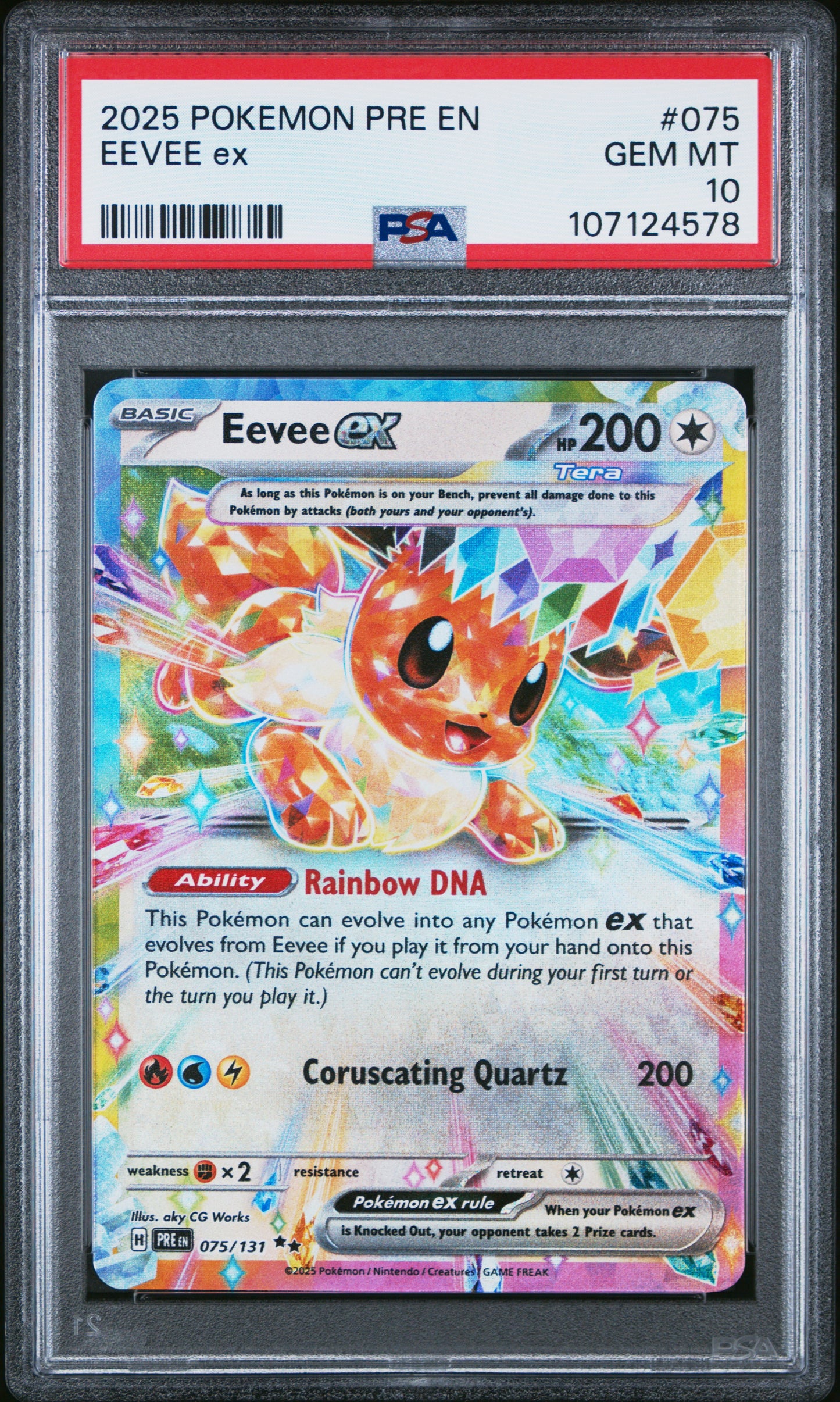 2025 POKEMON PRISMATIC EVOLUTIONS #075 EEVEE EX PSA 10 GEM MINT