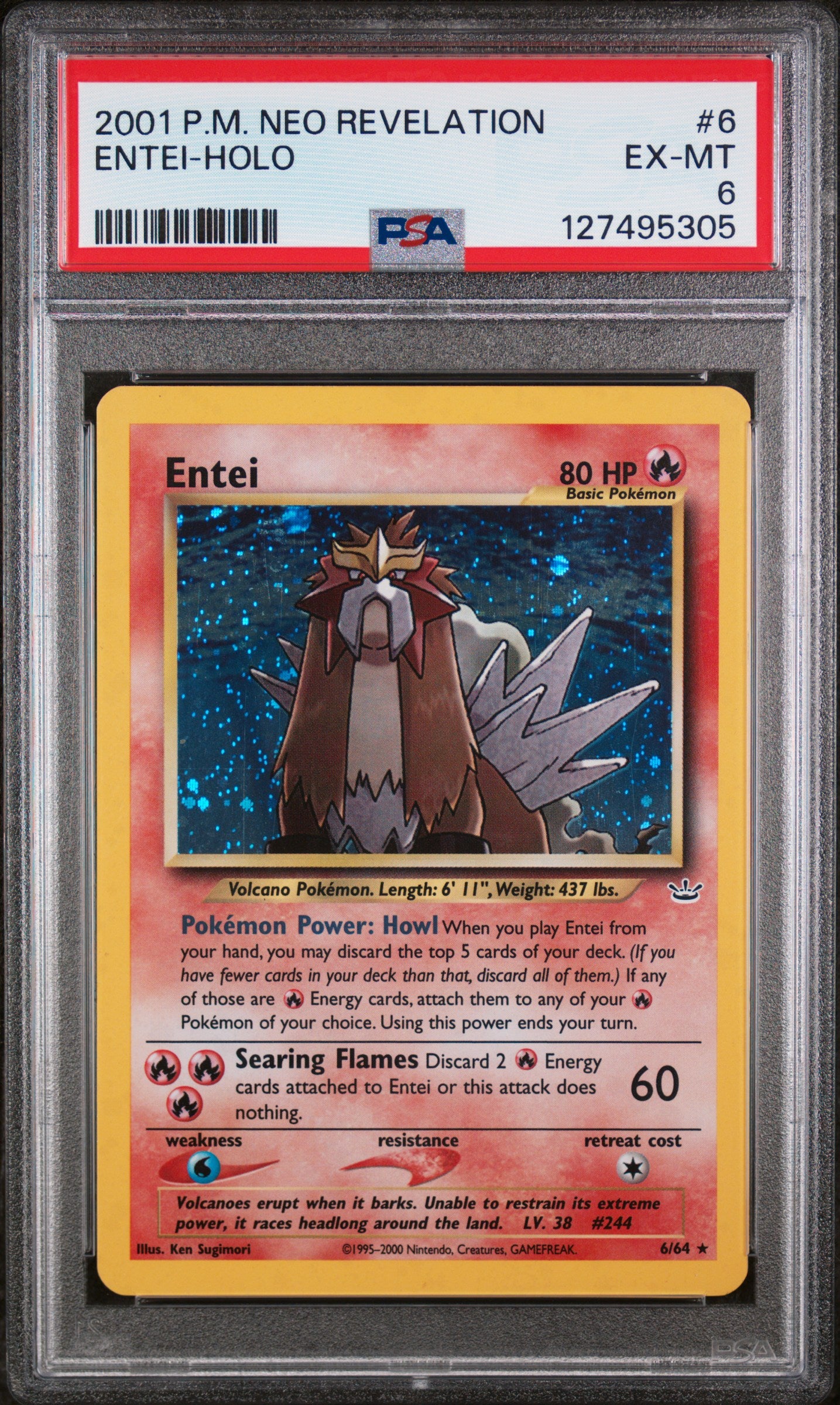 2001 POKEMON NEO REVELATION #6 ENTEI HOLO PSA 6 EX - MT