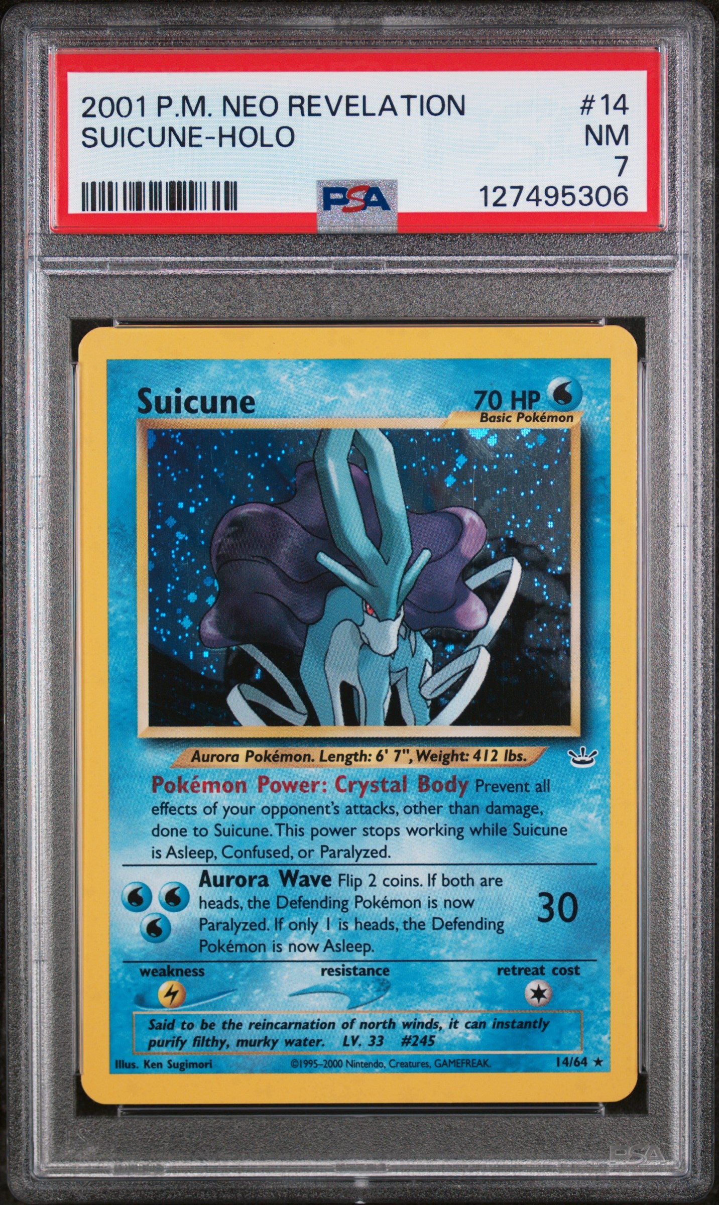 2001 POKEMON NEO REVELATION #14 SUICUNE HOLO RARE PSA 7 NM
