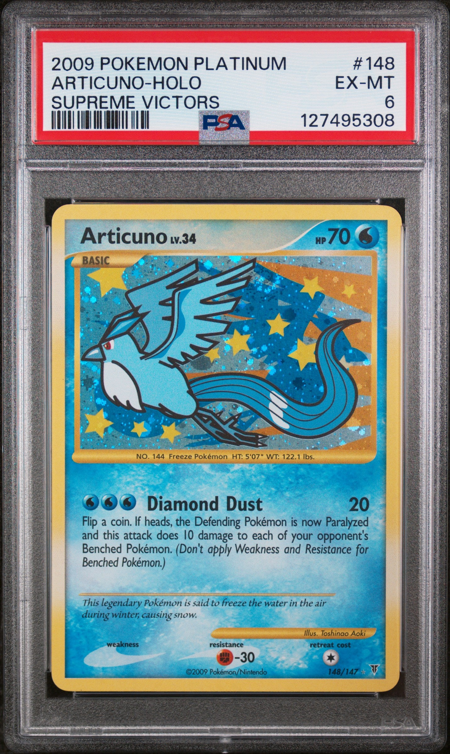 2009 POKEMON PLATINUM SUPREME VICTORS #148 ARTICUNO HOLO SECRET RARE PSA 6 EX-MT