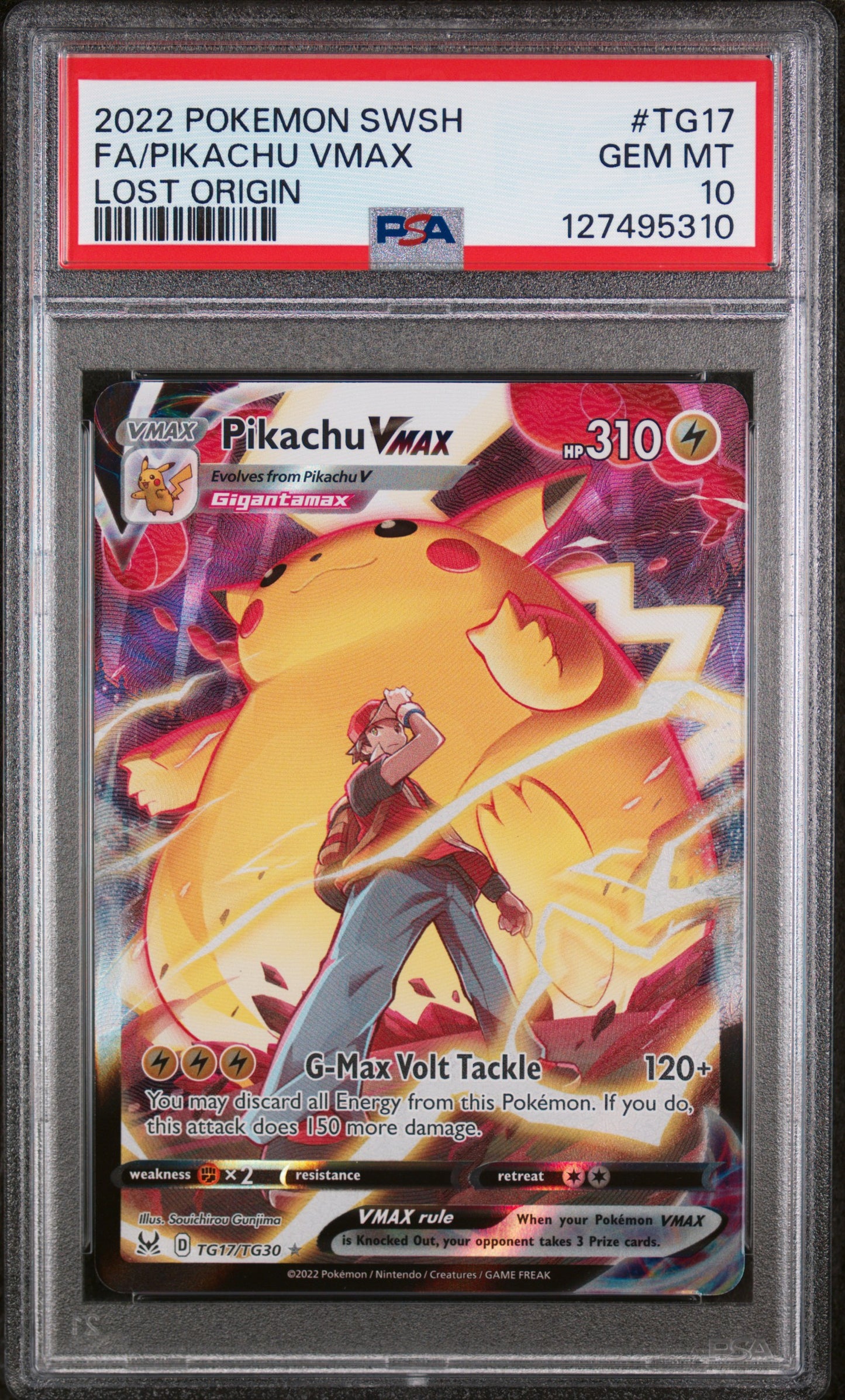 2022 POKEMON SWSH LOST ORIGIN TRAINER GALLERY #TG17 PIKACHU VMAX FULL ART PSA 10 GEM MINT