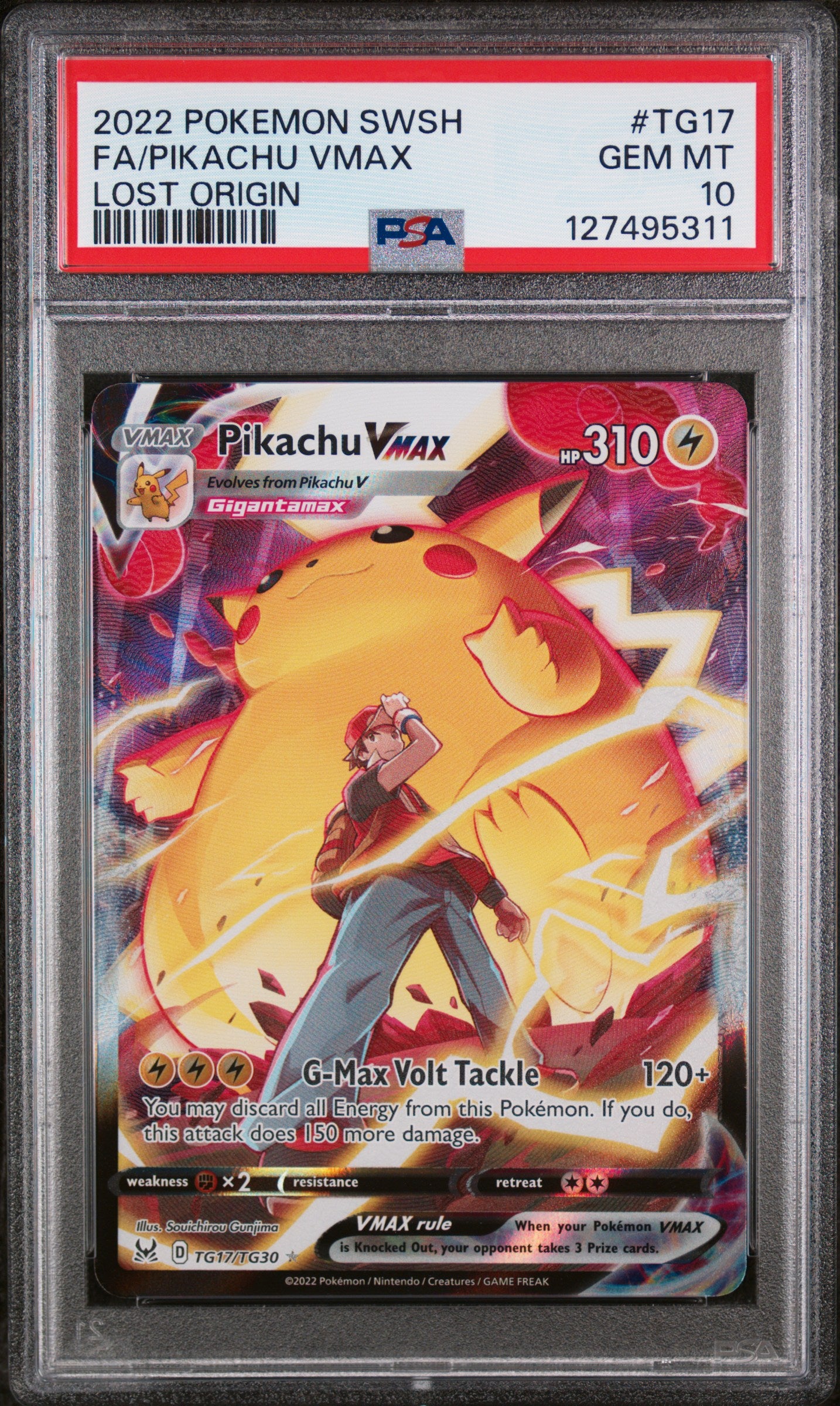 2022 POKEMON SWSH LOST ORIGIN TRAINER GALLERY #TG17 PIKACHU VMAX FULL ART PSA 10 GEM MINT