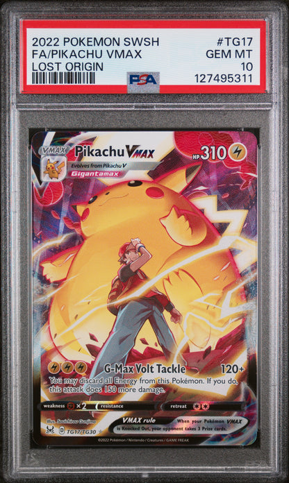 2022 POKEMON SWSH LOST ORIGIN TRAINER GALLERY #TG17 PIKACHU VMAX FULL ART PSA 10 GEM MINT