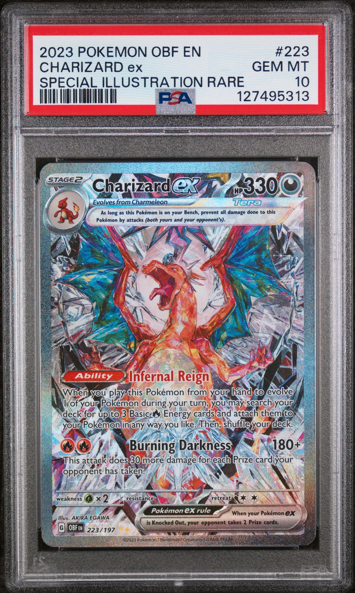 2023 POKEMON OBSIDIAN FLAMES #223 CHARIZARD EX SIR SPECIAL ILLUSTRATION RARE PSA 10 GEM MINT