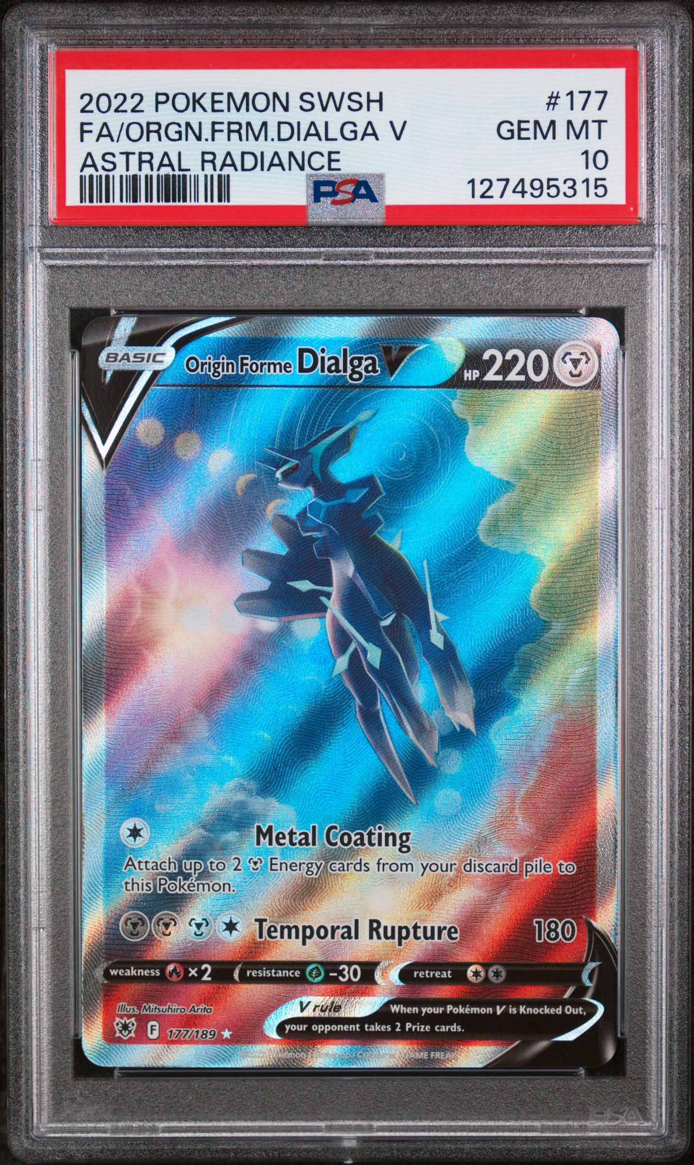 2021 POKEMON SWSH ASTRAL RADIANCE #177 ORIGIN FORME DIALGA V ALTERNATE FULL ART PSA 10 GEM MINT