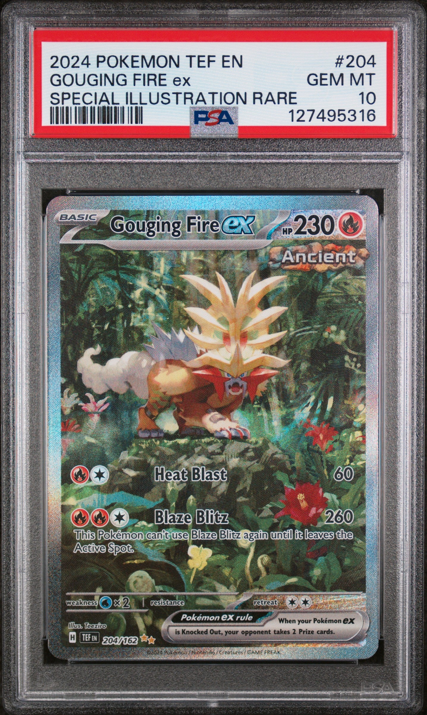2024 POKEMON TEMPORAL FORCES #204 GOUGING FIRE EX SIR SPECIAL ILLUSTRATION RARE PSA 10 GEM MINT