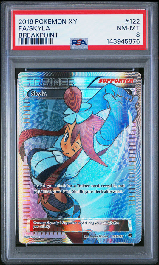 2016 POKEMON XY BREAKPOINT #122 SKYLA FULL ART SUPPORTER PSA 8 NM-MT