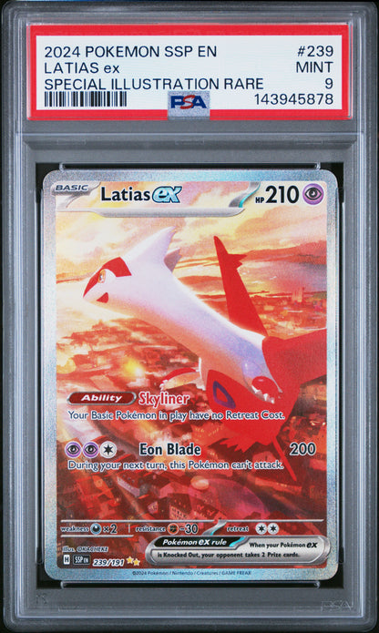 2024 POKEMON SURGING SPARKS #239 LATIAS EX SIR SPECIAL ILLUSTRATION RARE PSA 9 MINT