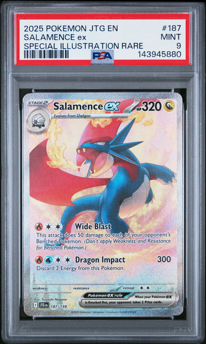 2025 POKEMON JOURNEY TOGETHER #187 SALAMENCE EX SIR SPECIAL ILLUSTRATION RARE PSA 9 MINT
