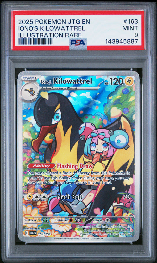 2025 POKEMON JOURNEY TOGETHER #163 IONO'S KILOWATTREL IR ILLUSTRATION RARE PSA 9 MINT