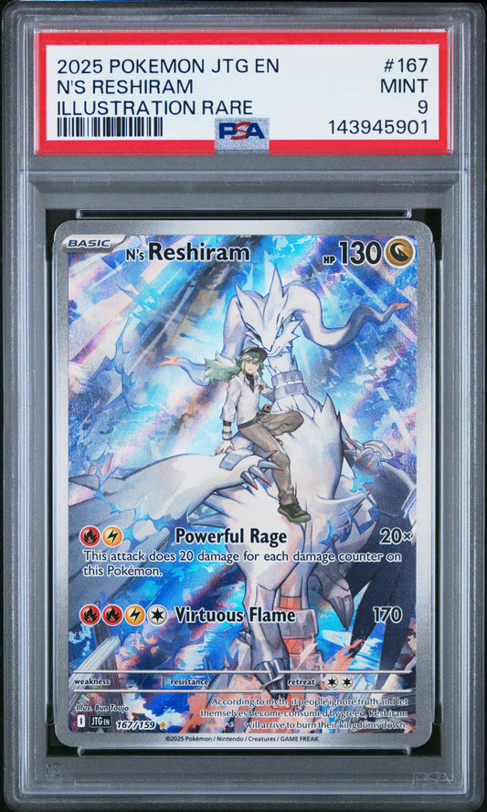 2025 POKEMON JOURNEY TOGETHER #167 N'S RESHIRAM IR ILLUSTRATION RARE PSA 9 MINT