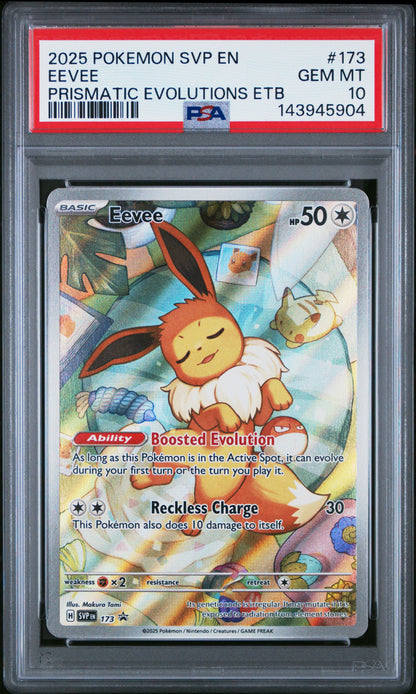 2025 POKEMON SVP EN-SV BLACK STAR PROMO #173 EEVEE PRISMATIC EVOLUTIONS ETB PSA 10 GEM MINT