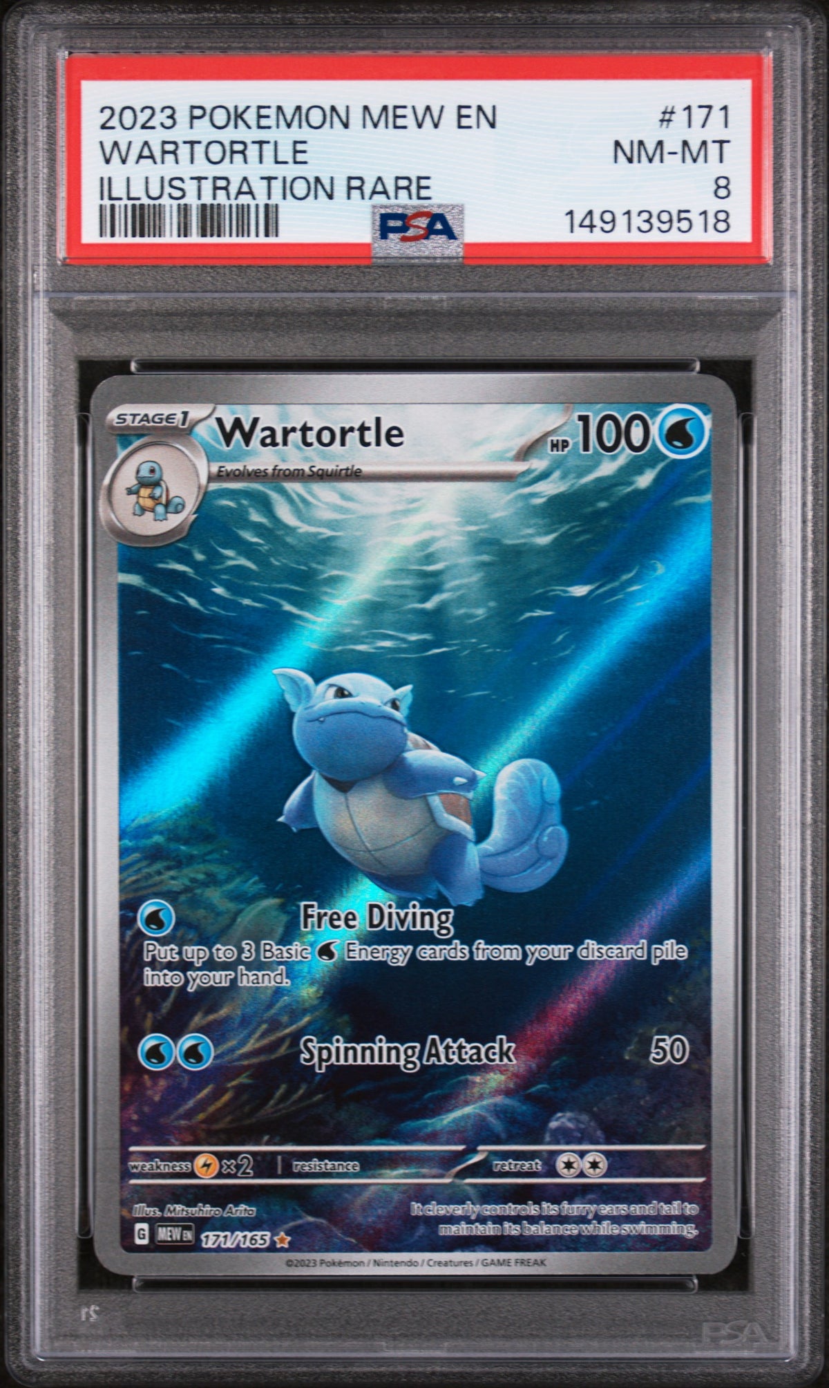 2023 POKEMON MEW-EN 151 #171 WARTORTLE ILLUSTRATION RARE PSA 8 NM-MT